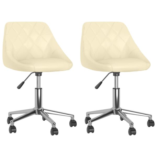 vidaXL Vrtljivi jedilni stoli 2 kosa krem umetno usnje