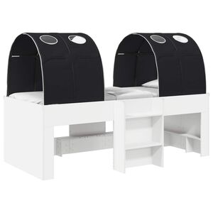 vidaXL Postelja s Tunelom 4 pcs Bela in črna Inženirski les