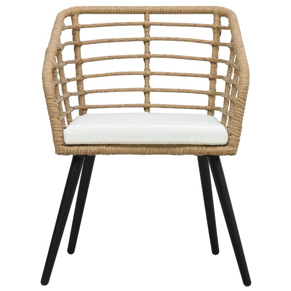 vidaXL Vrtni stoli z blazinami 2 kosa poli ratan barva hrasta