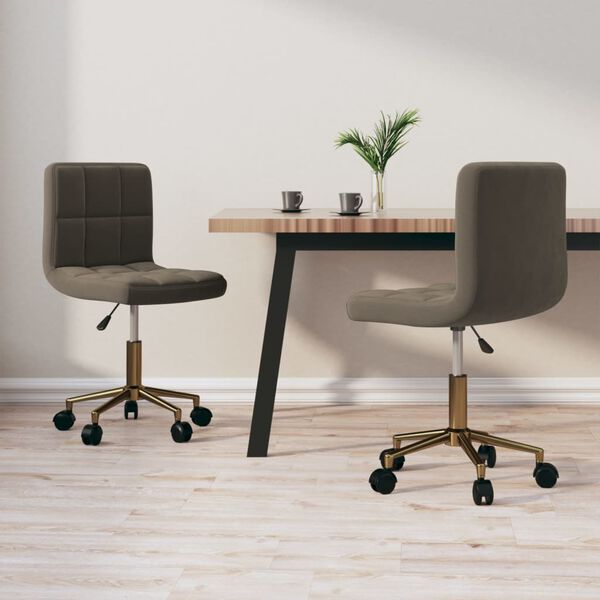 vidaXL Vrtljiv jedilni stol 2 kosa temno siv žamet