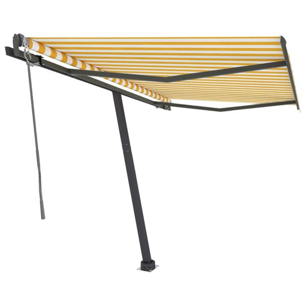 vidaXL Prostostoječa avtomatska tenda 350x250 cm rumena/bela