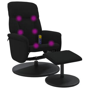 vidaXL Masažni naslanjač s oporo za noge črn žamet