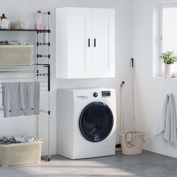 vidaXL Stenska omarica bela 69,5x34x90 cm inženirski les