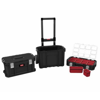 Keter Škatla za orodje z vozičkom in sistemom za prevažanje črna