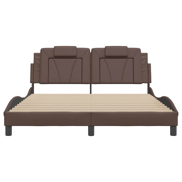 vidaXL Posteljni okvir brez vzmetnice Viana rjav 160x200 cm umetno usnje