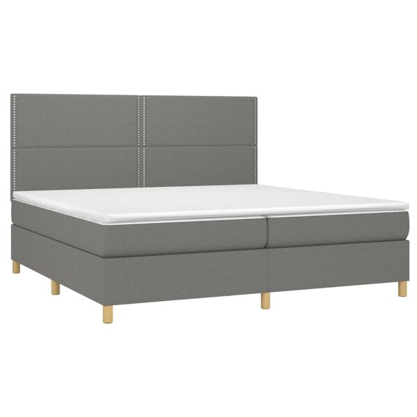 vidaXL Box spring postelja z vzmetnico temno siva 200x200 cm blago