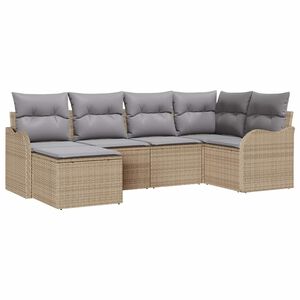 vidaXL Vrtna sedežna garnitura 6 pcs bež in svetlo siva Poly ratan