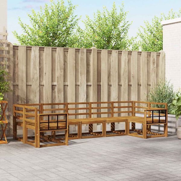 vidaXL Zunanja garnitura za sedenje 7 pcs Naravna Masiven les akacije