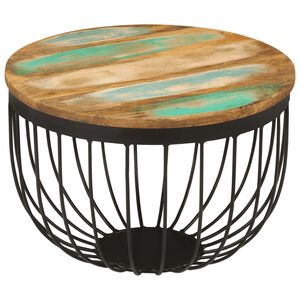 vidaXL Klubska mizica &Oslash;50x35 cm trden predelan les in jeklo