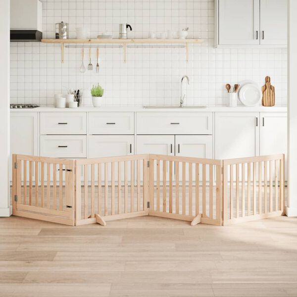 vidaXL Pasja vrata z vrati, zložljiva, 4 panela, 320 cm, topolov les