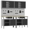 vidaXL Komplet delovne mize 8 kos Rdeča in siva 200 x 55 x 200 cm
