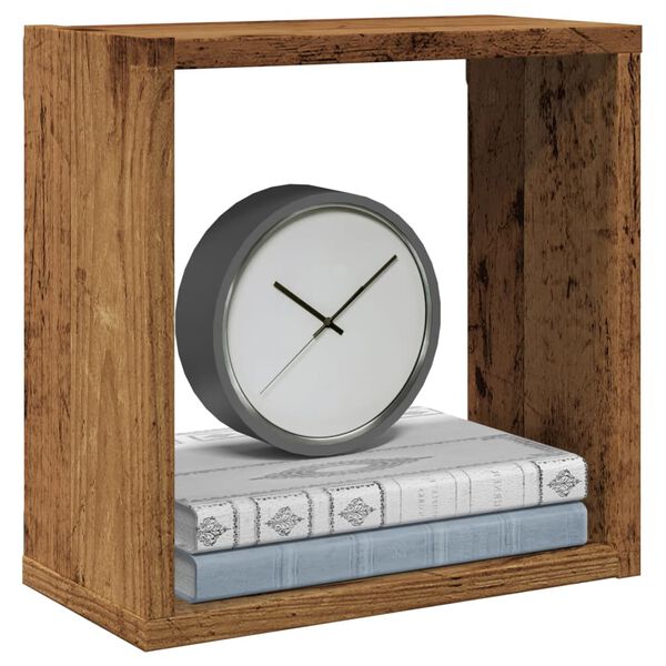 vidaXL Stenske kocke police 2 kosa starega lesa 30x15x30 cm