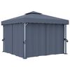 vidaXL Paviljon z zaveso 3x3 m antraciten aluminij