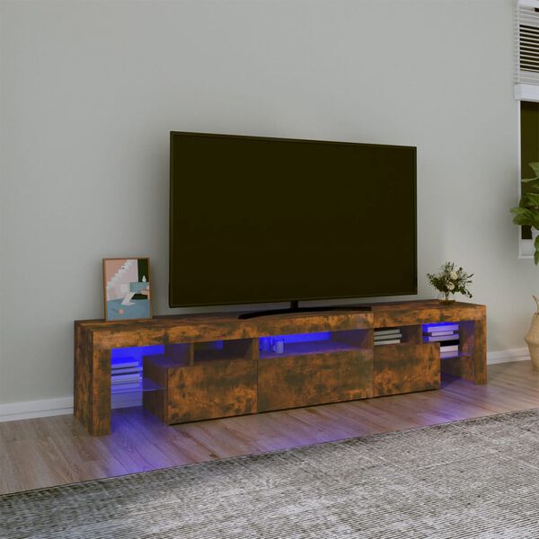 vidaXL TV omarica z LED lučkami dimljeni hrast 200x36,5x40 cm