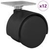 vidaXL Vrteče kolesce 12 pcs Črna 39,5 x 39,5 x 37,8 mm Železo in PP