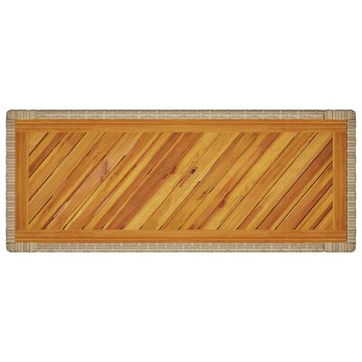 vidaXL Vrtna miza z leseno mizno ploščo bež 100x40x75 cm poli ratan