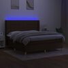 vidaXL Box spring postelja z vzmetnico LED temno rjava 160x200cm blago
