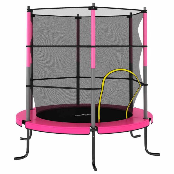 vidaXL Trampolin z varnostno mrežo okrogel 140x160 cm roza