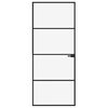 vidaXL Notranja vrata črna 83x201,5 cm kaljeno steklo & aluminij tanka