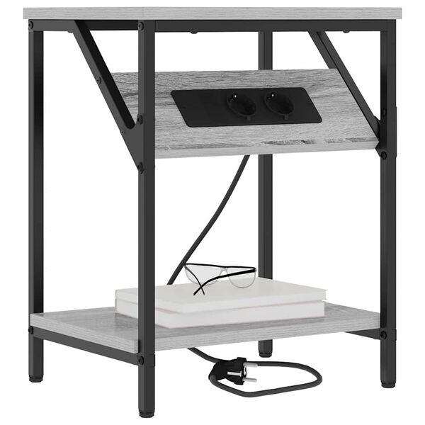 vidaXL Nočna omarica Siva Sonoma 38 x 30 x 48 cm Konstruiran les