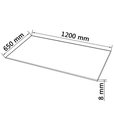 vidaXL Površina za Mizo Kaljeno Steklo Pravokotna 1200x650 mm