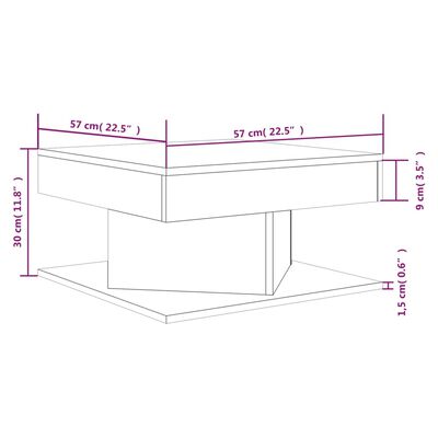 vidaXL Klubska mizica rjavi hrast 57x57x30 cm konstruiran les