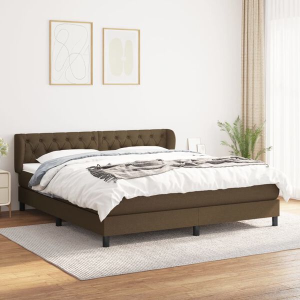 vidaXL Box spring postelja z vzmetnico temno rjava 160x200 cm blago