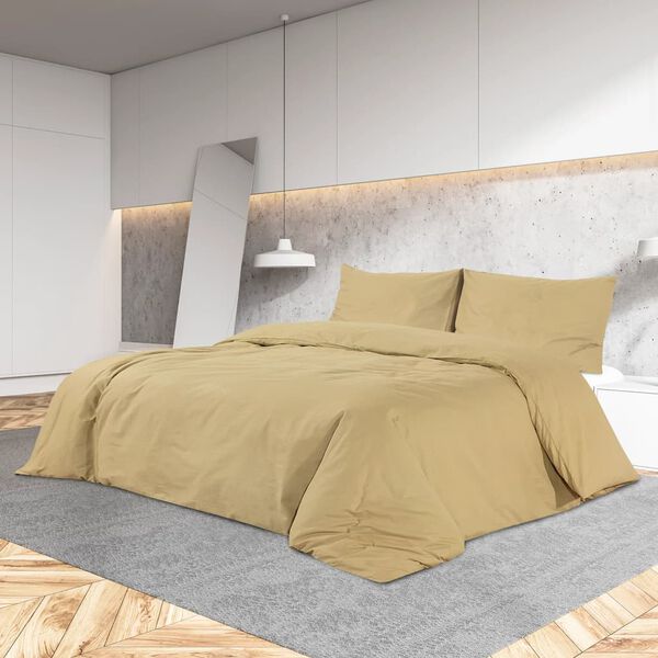 vidaXL Posteljnina taupe 200x200 cm lahka mikrovlakna
