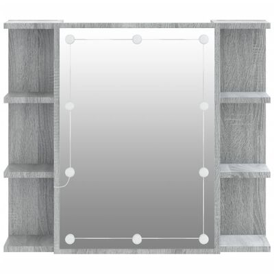 vidaXL Omarica z ogledalom in LED lučkami siva sonoma 70x16,5x60 cm