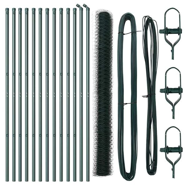 vidaXL Steber ograje. Zelena 25 x 1,5 m (36 mm mreža) Jeklo