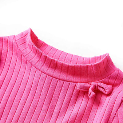 Otroška majica z dolgimi rokavi rebrasta pletenina živo roza 92