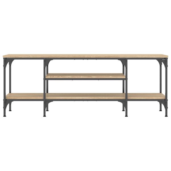 vidaXL TV omarica sonoma hrast 121x35x45 cm inženirski les in železo