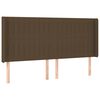 vidaXL LED posteljno vzglavje temno rjavo 163x16x118/128 cm blago