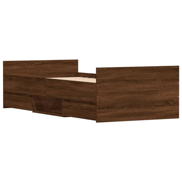 vidaXL Posteljni okvir z vzglavjem in vznožjem rjavi hrast 100x200 cm