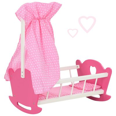 vidaXL Posteljica za dojenčka igrača s streho MDF 50x34x60 cm roza