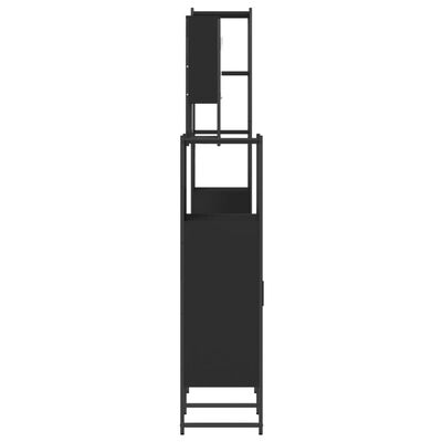 vidaXL Kopalniško pohištvo 4 kosi črne barve inženirski les
