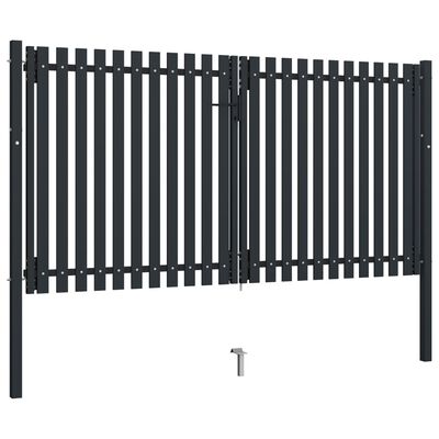 vidaXL Dvojna vrata za ograjo iz jekla 306x200 cm antracitna