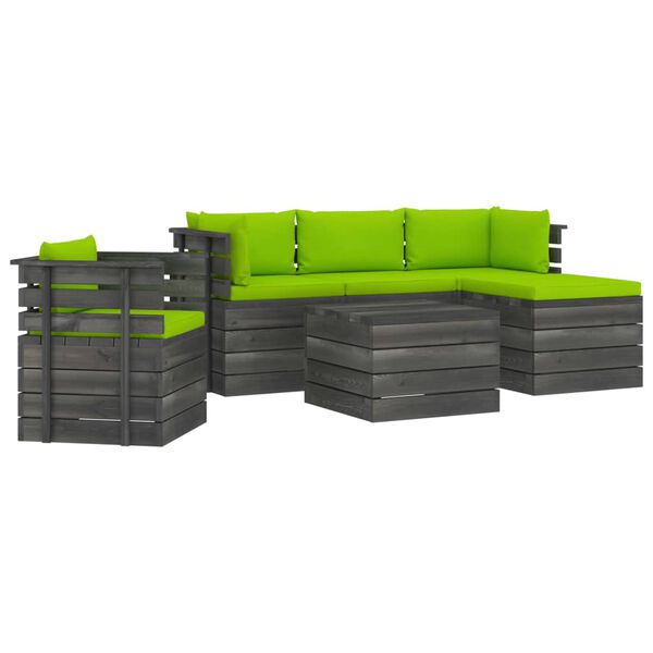 vidaXL Vrtna garnitura iz palet 6-delna z blazinami trdna borovina