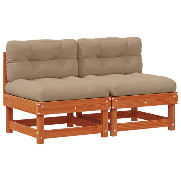 vidaXL Vrtna srednja sofa Masivna borovina Voskan Rjava