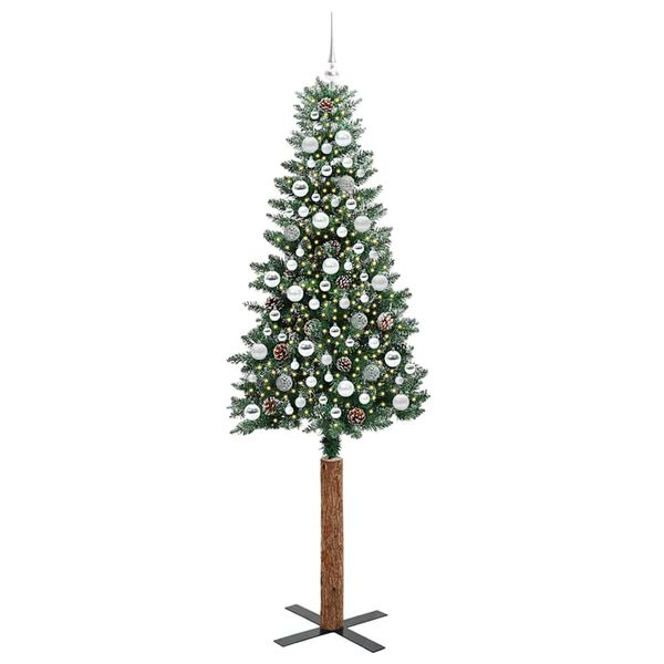 vidaXL Ožja jelka med 300 LED Zelena 210 cm PVC in trden bor