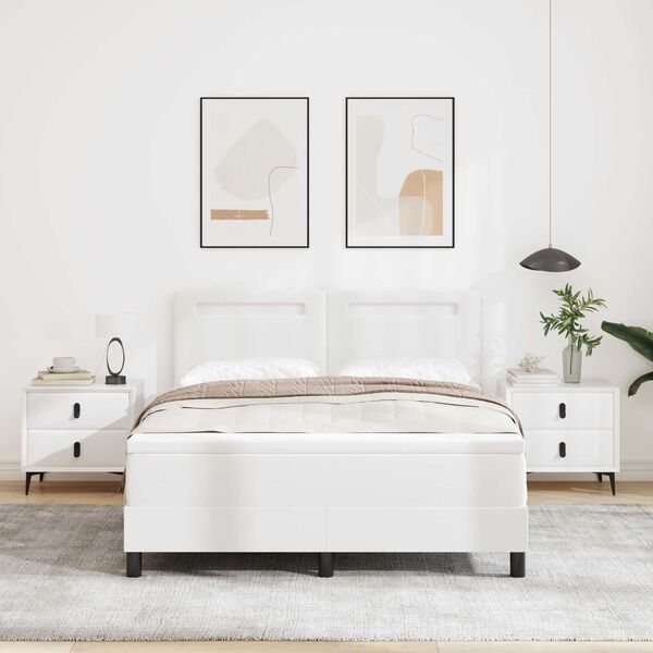 vidaXL Postelja z vzmetnico z vzmetnico Bela 160 x 200 cm Umetna koža