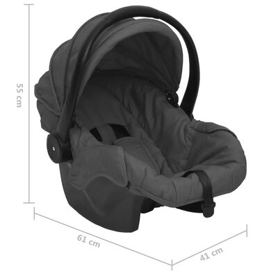 vidaXL Otroški voziček 3 v 1 temno siv in črn jeklen