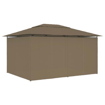 vidaXL Vrtni šotor z zavesami 4x3 m taupe 180 g/m²