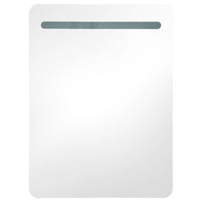 vidaXL LED kopalniška omarica z ogledalom bela in hrast 60x11x80 cm