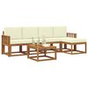 vidaXL Zunanja garnitura za sedenje z blazino 6 pcs Naravna in smetana