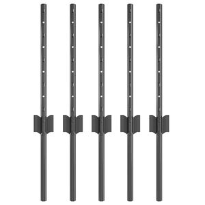 vidaXL Vgrajeni ograjski steber 5 kos Siva 80 cm Pra&scaron;no lakirano jeklo