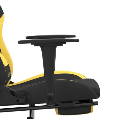 vidaXL Gaming stol z oporo za noge črno in rumeno blago