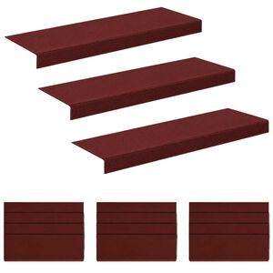 vidaXL Podloge za stopnice 15 kos 65 x 21 x 4 cm Burgundija Poliester