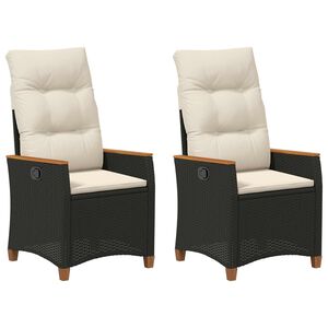 vidaXL Ležeči vrtni stol Črna in krem 64 x 57,5 x 112 cm poli ratan