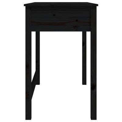 vidaXL Pisalna miza s predali črna 100x50x78 cm trdna borovina